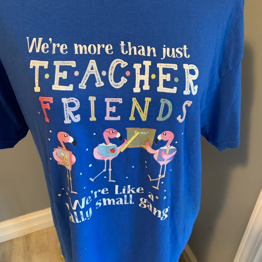 Teacher Friends Flamingo Tee Funny Graphic Shirt Size L - Picture 2 of 5